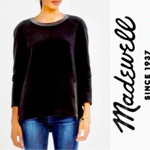 Madewell Leather Trim Wool Top / Sweater with side zipper small